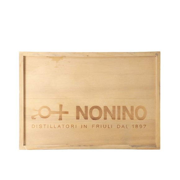 set grappa monovitigno 25 cl x 6 nonino with wooden box - enoteca pirovano