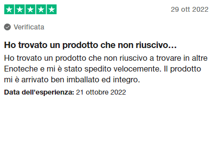 ho trovato un prodotto che non riuscivo a trovare in altre enoteche